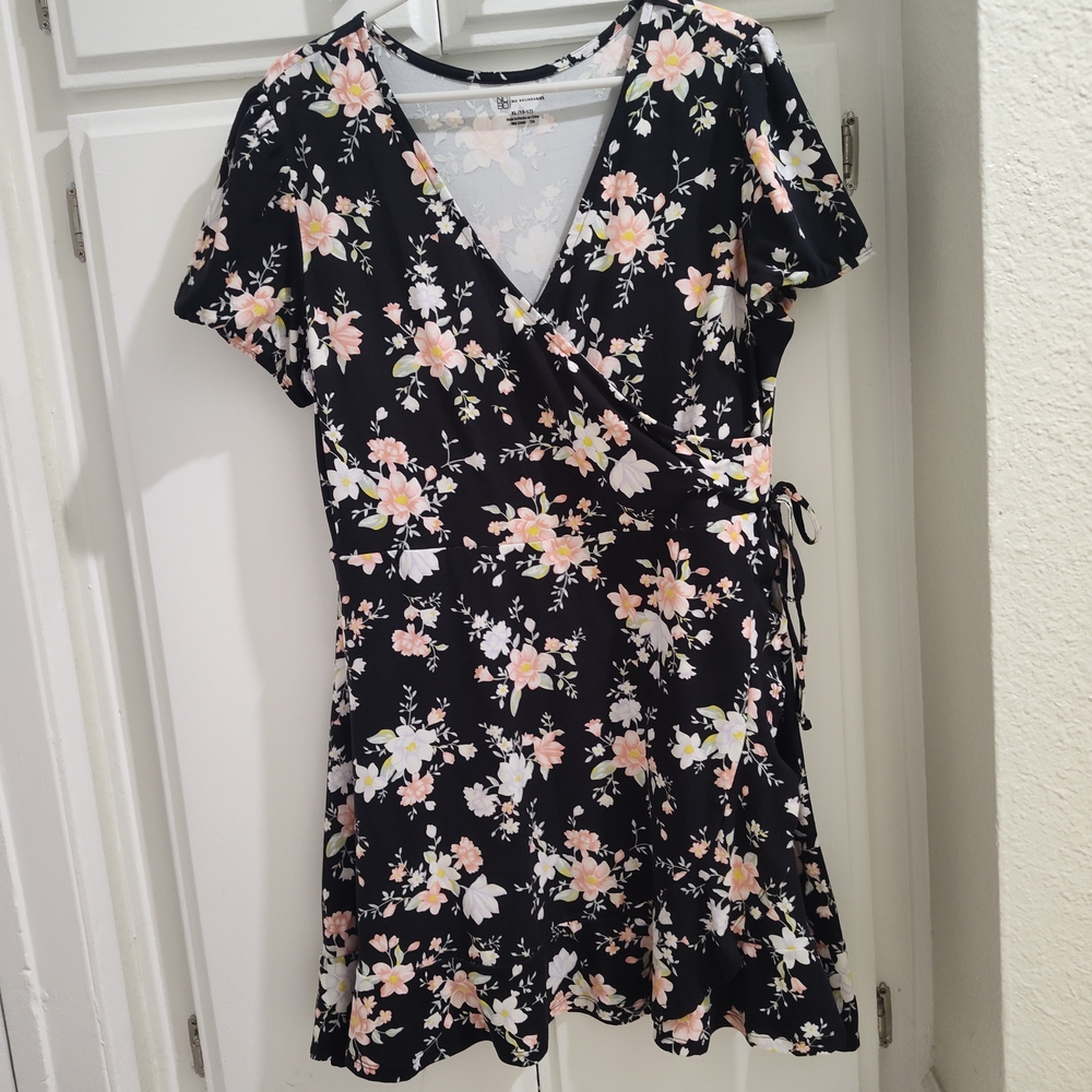 No Boundaries Black Floral Mini Dress